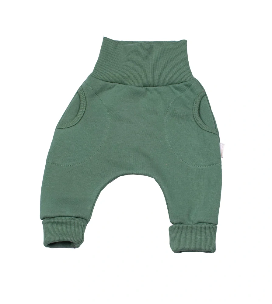 Tepláčky "rostoucí" BAGGY z počesané teplákoviny MKcool MK2338 zelená