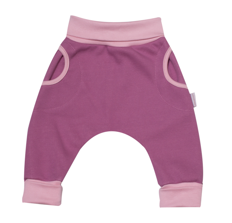 Tepláčky Baggy "rostoucí" s kožíškem MKcool MK2128 světlé bordó/starorůžová