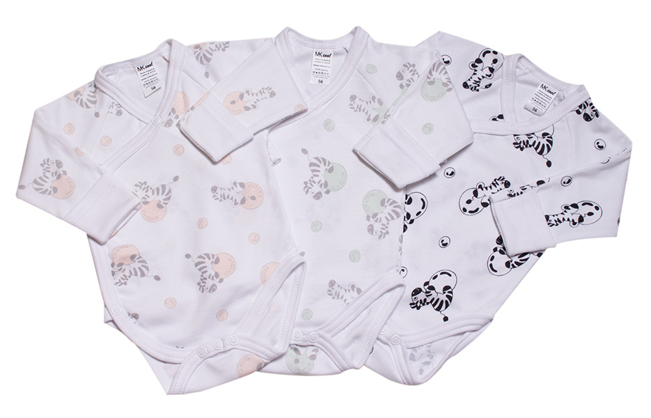 Body kojenecké zavinovací "ZEBRA" MKcool MK2322DR - bílo-pudrová