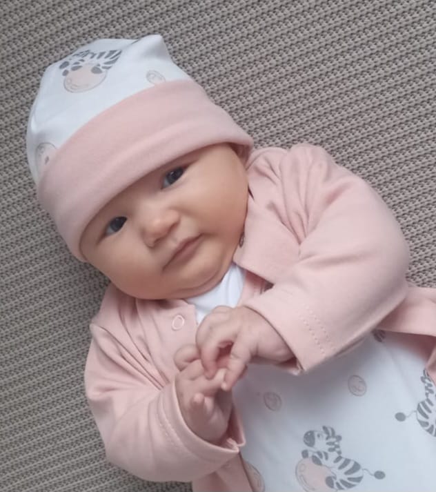 Souprava do porodnice 3-dílná "ZEBRA" MKcool MK2325 bílo-pudrová