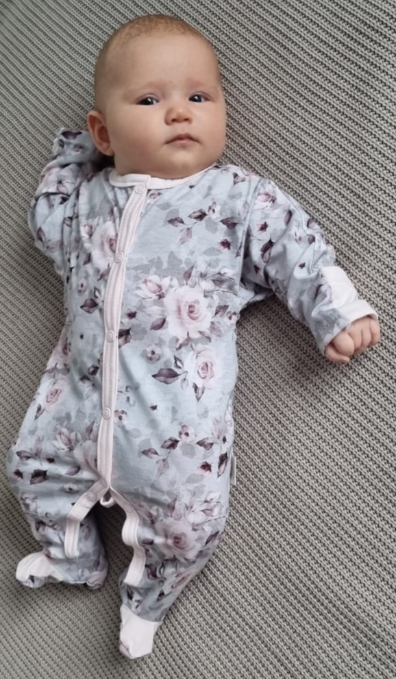 Overal kojenecký na spaní "KVĚTY" MKcool MK2333 šedo-růžový 50