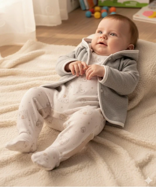 Kabátek s kožíškem s kapucí MKcool MK2122 šedý melír/bílý lem 74