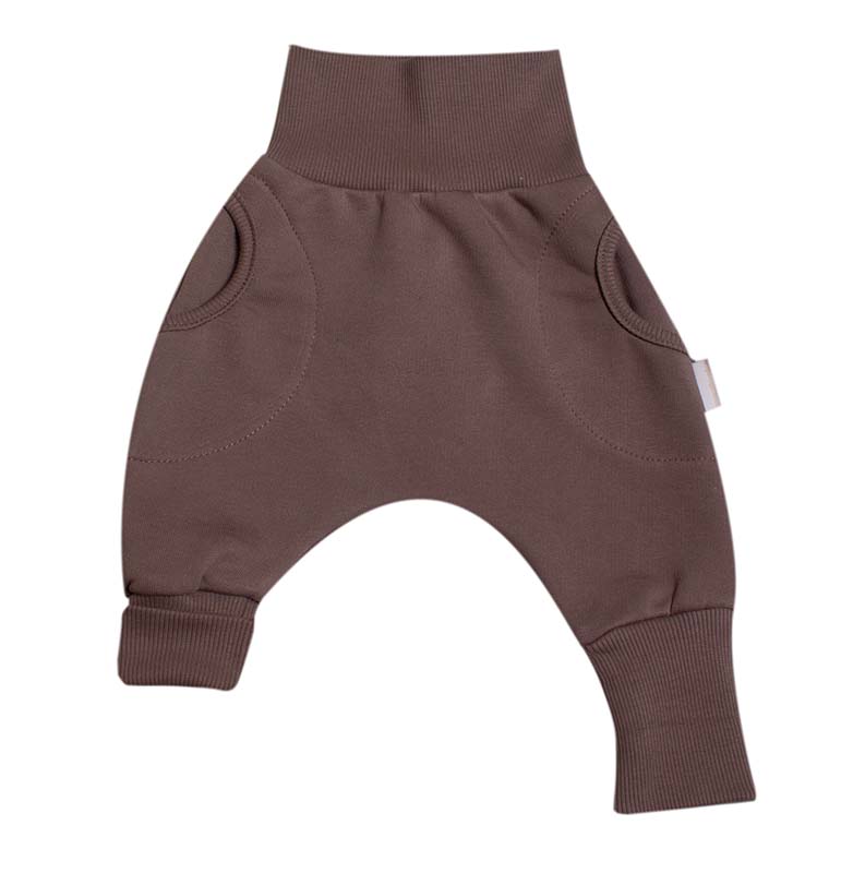 Tepláčky "rostoucí" BAGGY z počesané teplákoviny MKcool MK2338 čokoládově hnědé 86