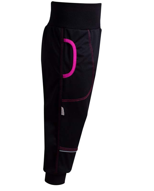 Softshellové kalhoty s pružným pasem s fleecem MKcool K00021 černé/růžové