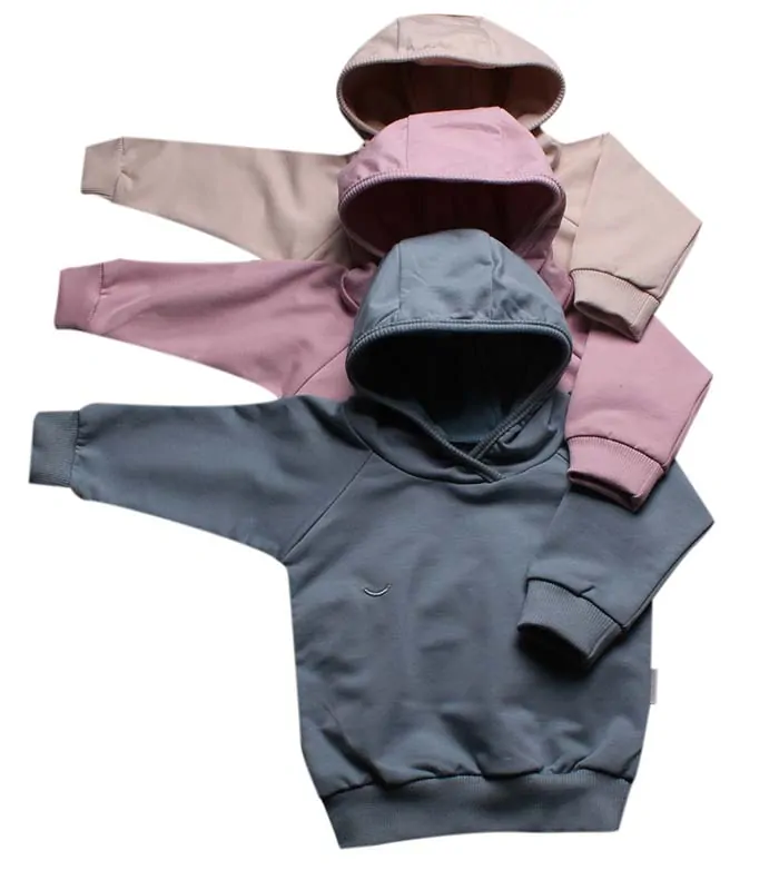 Kojenecká mikina z celoroční teplákoviny MKcool s kapucí MK2347 modrošedá 80