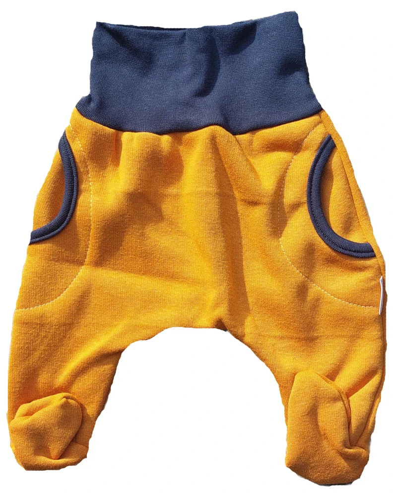 Tepláčky Baggy "rostoucí" s kožíškem MKcool MK1986T hořčicové/tmavě modré 56