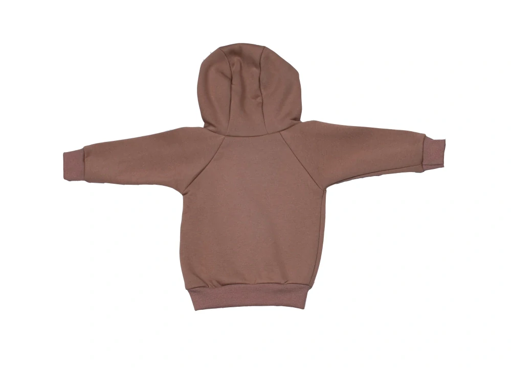 Kojenecká mikina z počesané teplákoviny MKcool s kapucí MK2347 hnědá