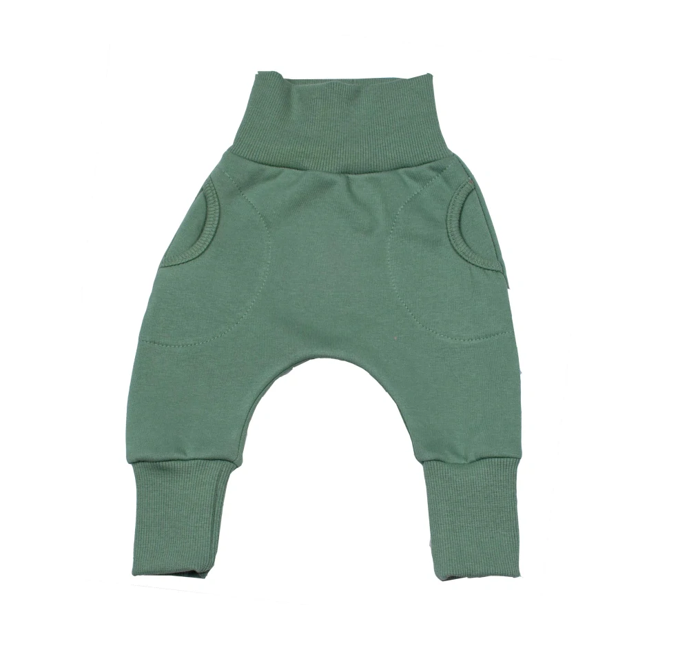 Tepláčky "rostoucí" BAGGY z počesané teplákoviny MKcool MK2338 zelená