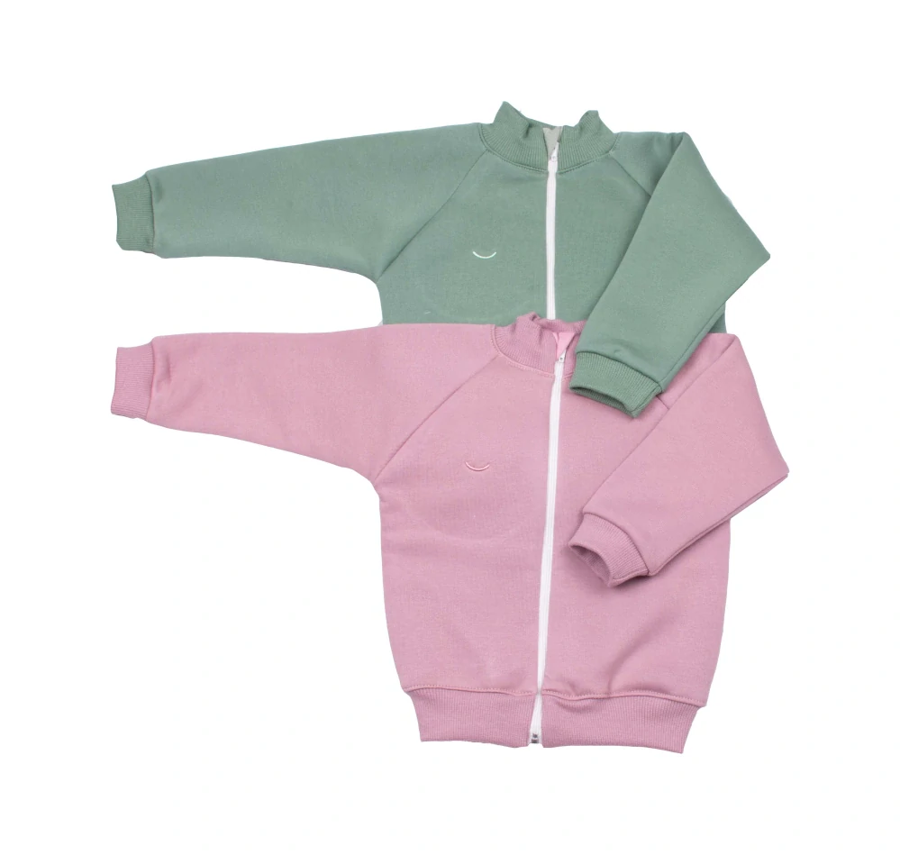 Kojenecká mikina zip z počesané teplákoviny MKcool MK2432 starorůžová