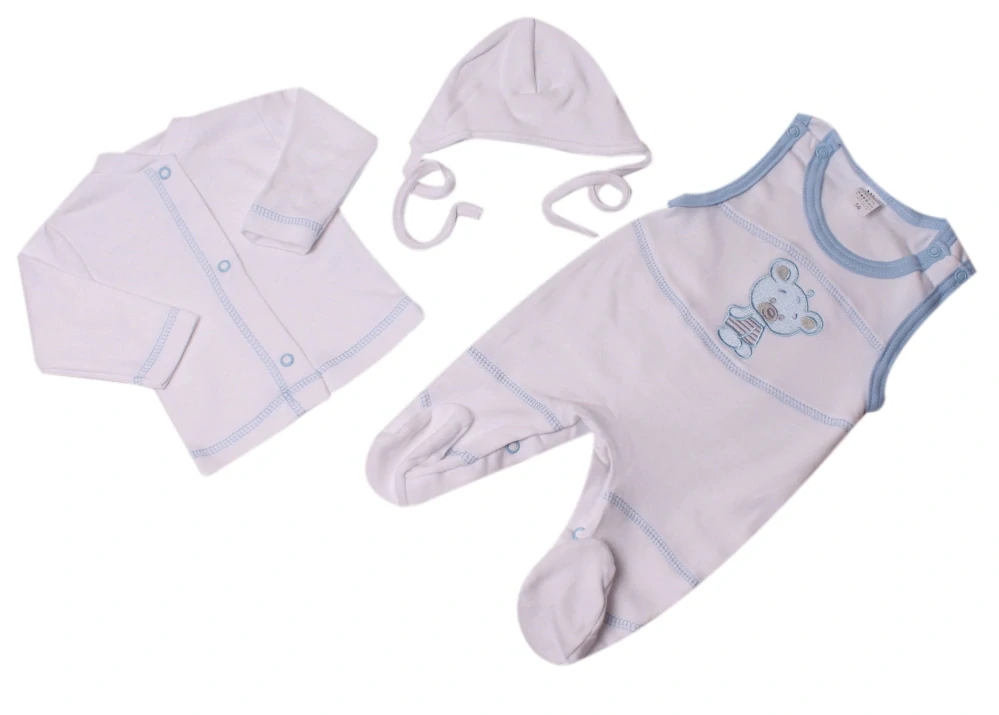 Souprava do porodnice 3-dílná "Medvídek" MKcool SK2073 bílo-modrá 56