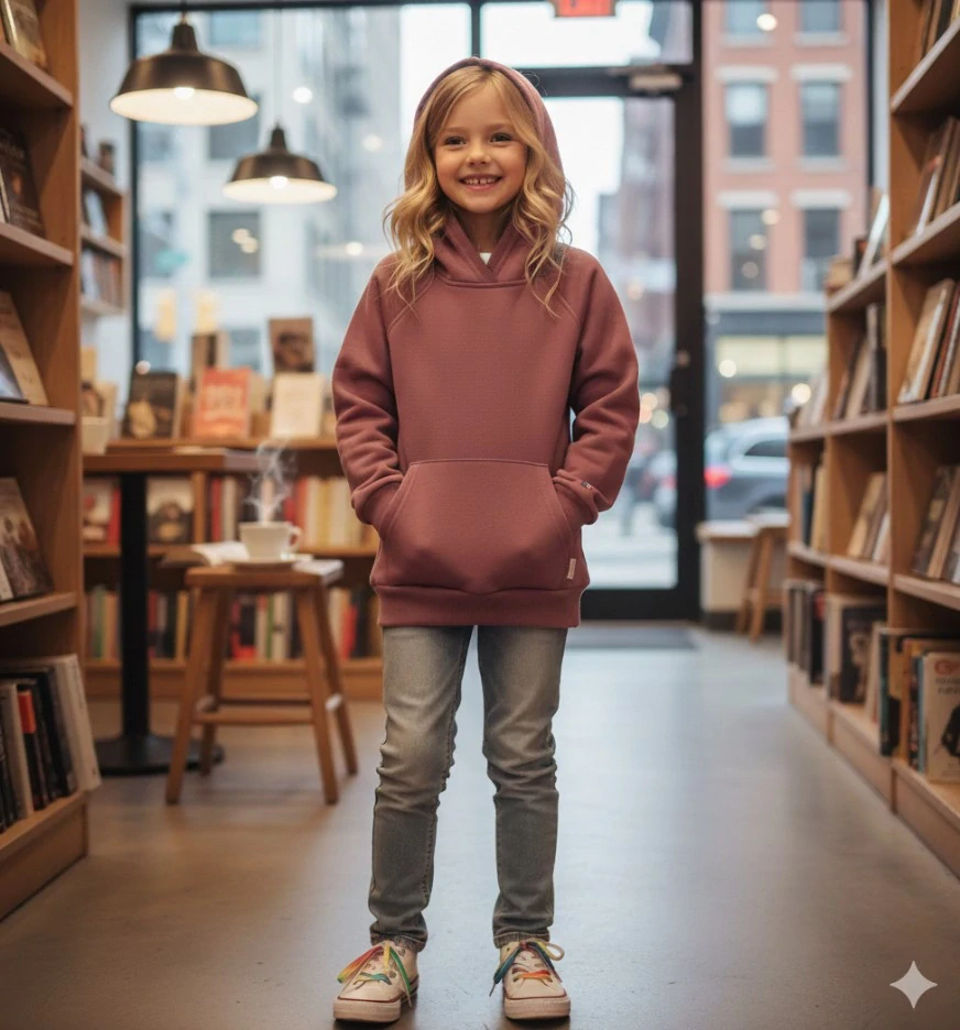 Dětská mikina z počesané teplákoviny MKcool s kapucí KM0082 starorůžová 128