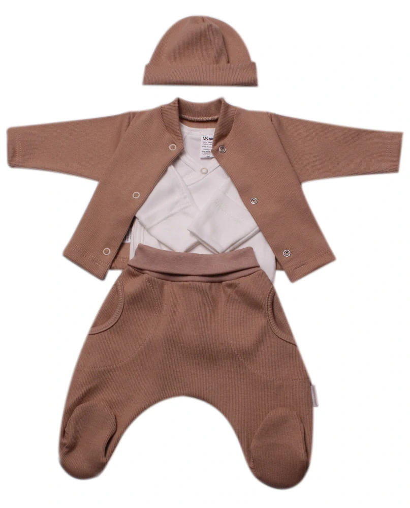 Souprava kojenecká 4-dílná RIB MKcool SK1023 bílo-hnědá