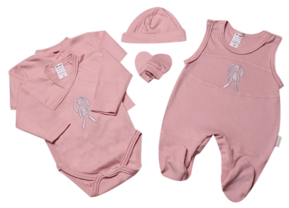 Souprava do porodnice 5-ti dílná "Králíček" MKcool SK0032 starorůžová