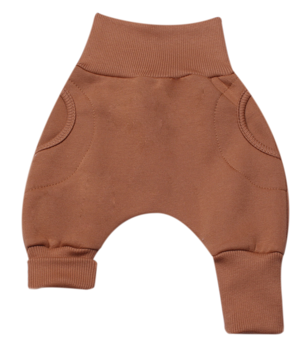 Tepláčky "rostoucí" BAGGY z počesané teplákoviny MKcool MK2338 hnědé 56