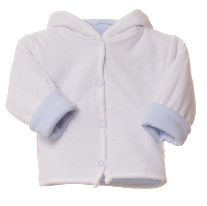 Kabátek oboustranný THERMO s kapucí MKcool MK2038 bleděmodrý/vanilkový 74