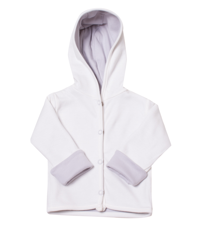 Kabátek oboustranný s kapucí MKcool MK2043 světle šedý/vanilka 74