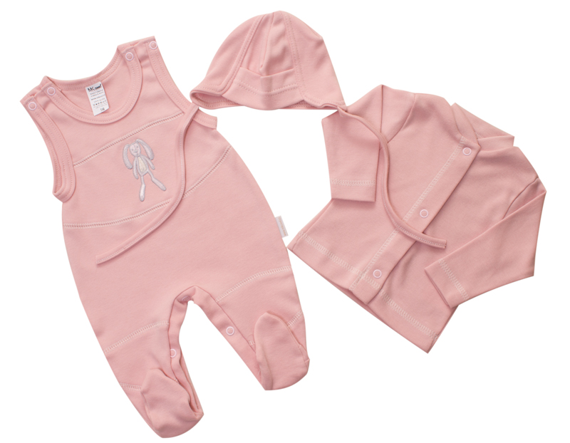 Souprava do porodnice 3-dílná "Králíček" MKcool MK2101 starorůžová 56