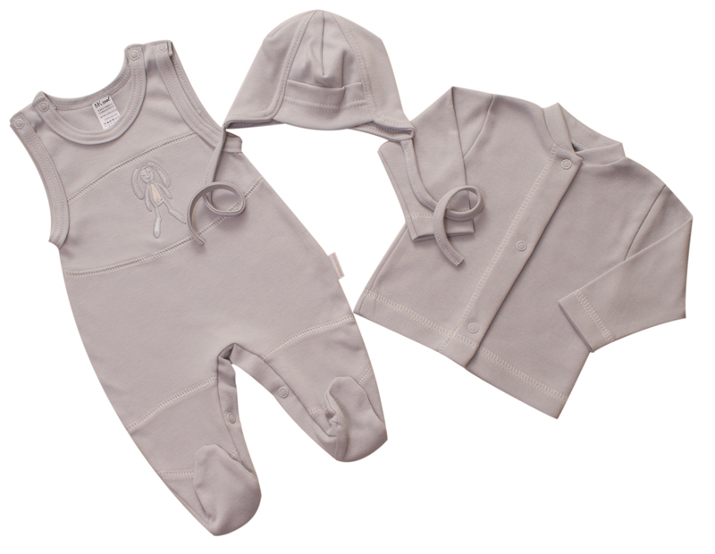 Souprava do porodnice 3-dílná "Králíček" MKcool MK2101 světle šedá 48