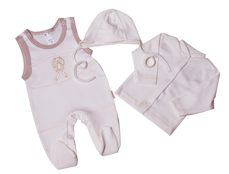 Souprava do porodnice 3-dílná "Králíček" MKcool MK2101 vanilka/béžová 50