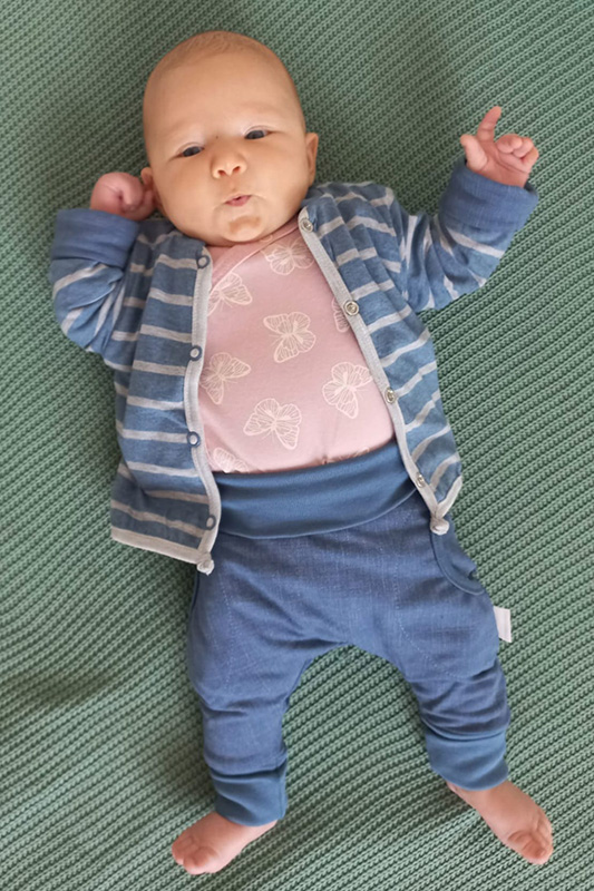 Kabátek oboustranný "JEANS" MKcool MK2011 modrá denim/modro-šedý pruh