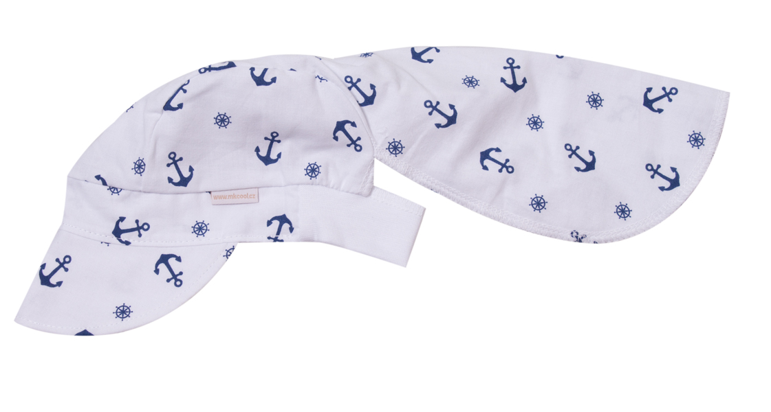Čepice Pirát MKcool C10014 bílá/modrá kormidla/kotvy - 0