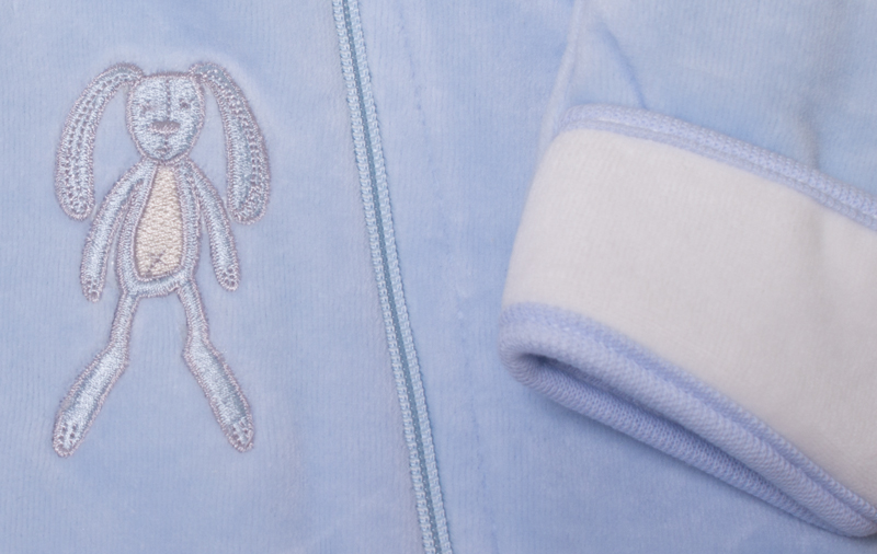 Overal/kombinéza THERMO samet "Králíček" MKcool MK2124 - bleděmodrá/vanilka