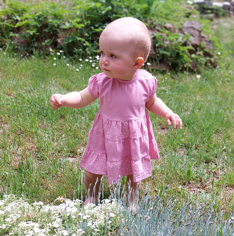 Šaty kojenecké "PUNTÍKY" - 3 kanýrky MKcool MK2217 - růžové