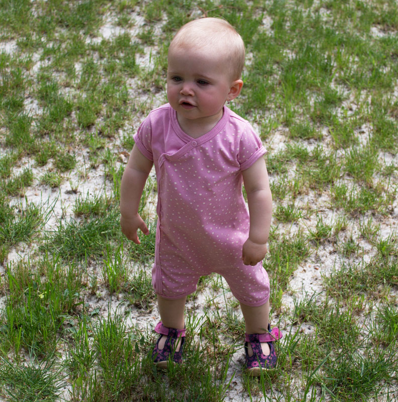 Overal letní kojenecký "PUNTÍKY" MKcool MK2213 růžový 80