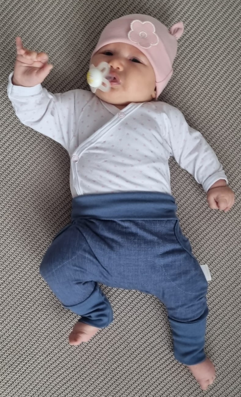 Kalhoty kojenecké BAGGY "JEANS" rostoucí MKcool MK2201 modrý denim 62