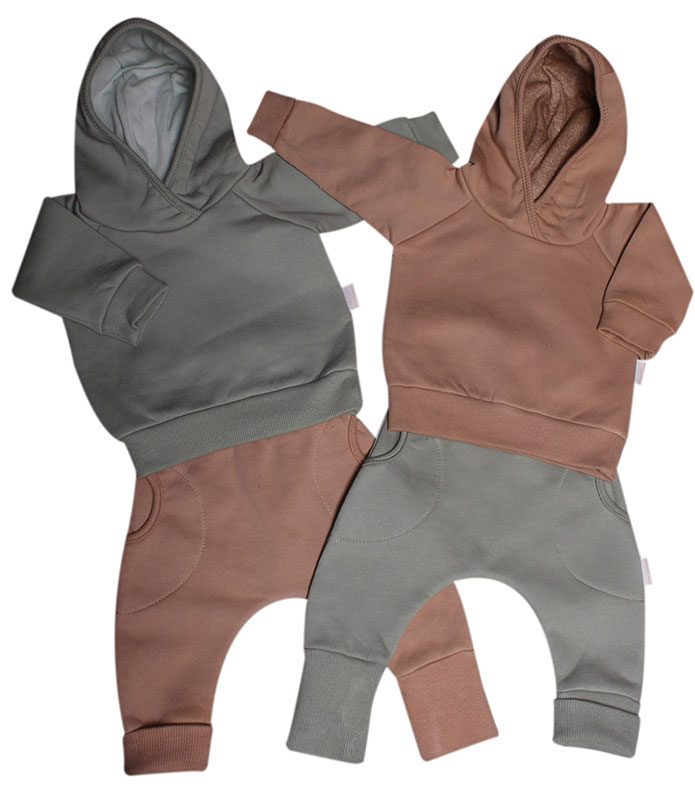 Kojenecká mikina z počesané teplákoviny MKcool s kapucí MK2347 latté 74