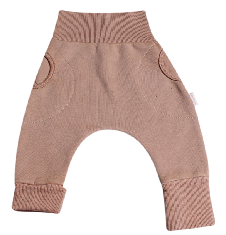 Tepláčky "rostoucí" BAGGY z počesané teplákoviny MKcool MK2338 latté