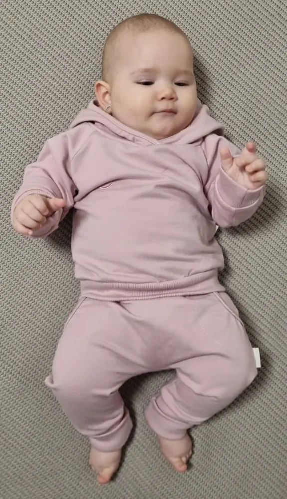 Kojenecká mikina z celoroční teplákoviny MKcool s kapucí MK2347 starorůžová 80