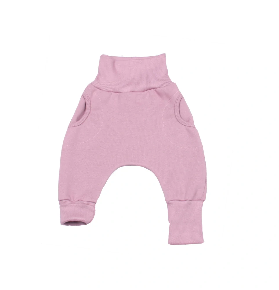 Tepláčky "rostoucí" BAGGY z počesané teplákoviny MKcool MK2338 starorůžová