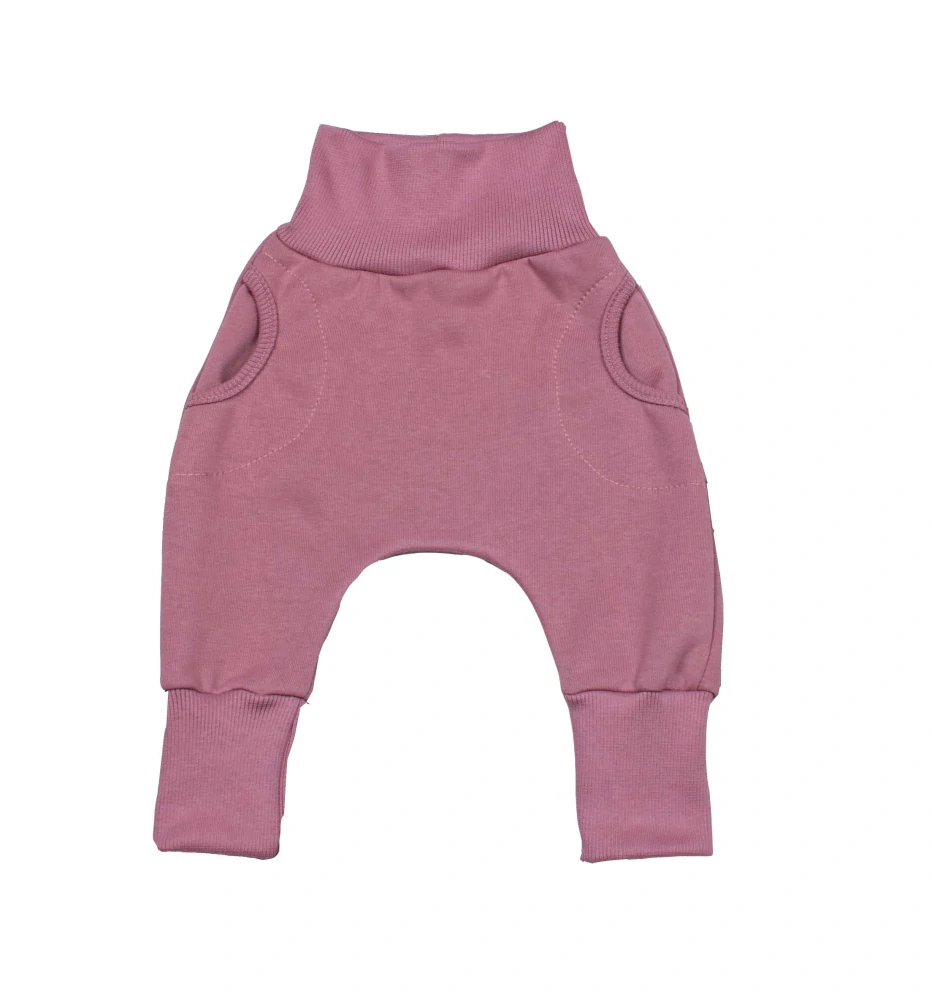 Tepláčky "rostoucí" BAGGY z počesané teplákoviny MKcool MK2338 růžová 92