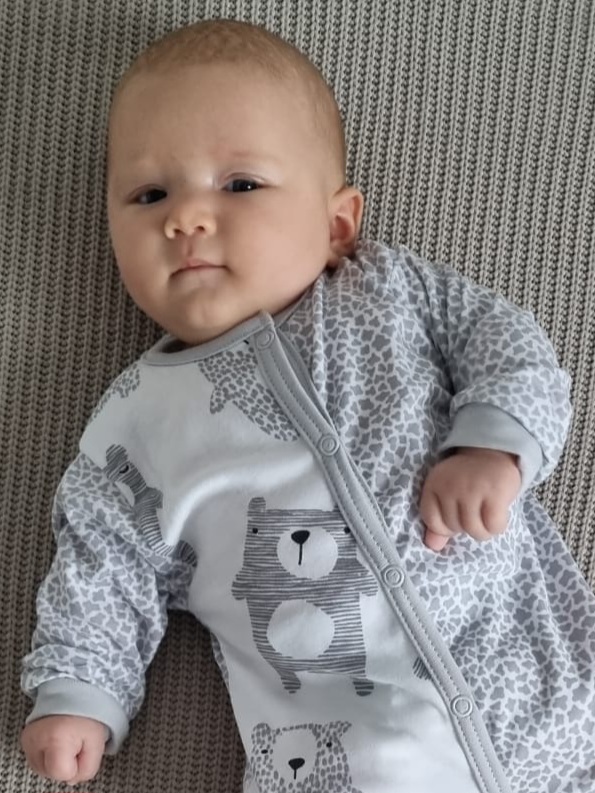 Overal kojenecký na spaní tisk "Medvěd" MKcool MK2001 bílo/šedý 68