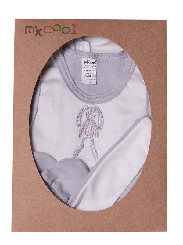 Souprava do porodnice 5-ti dílná "Králíček" MKcool SK0023 světle šedá-vanilka