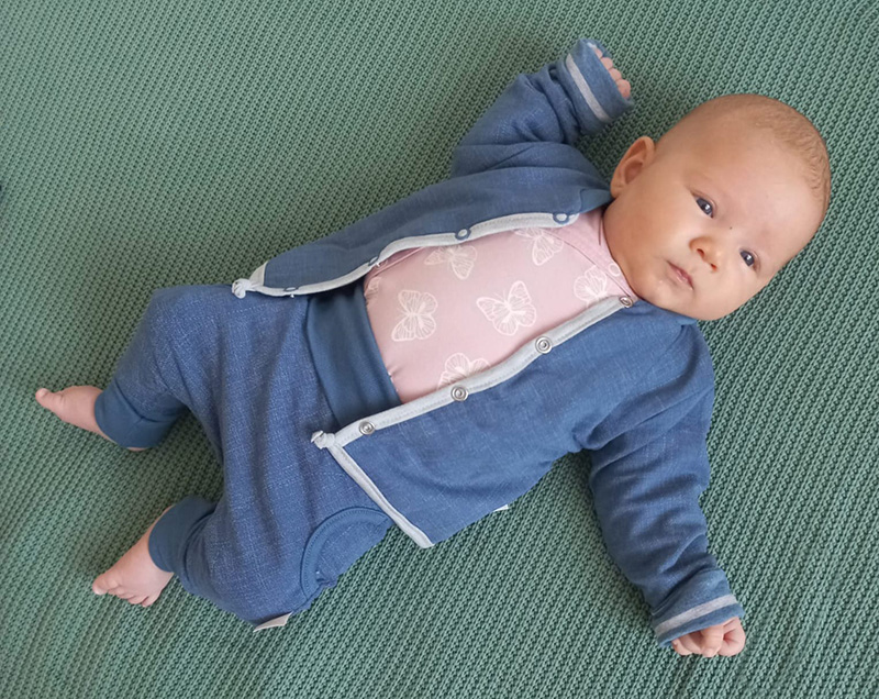 Kabátek oboustranný "JEANS" MKcool MK2011 modrá denim/modro-šedý pruh