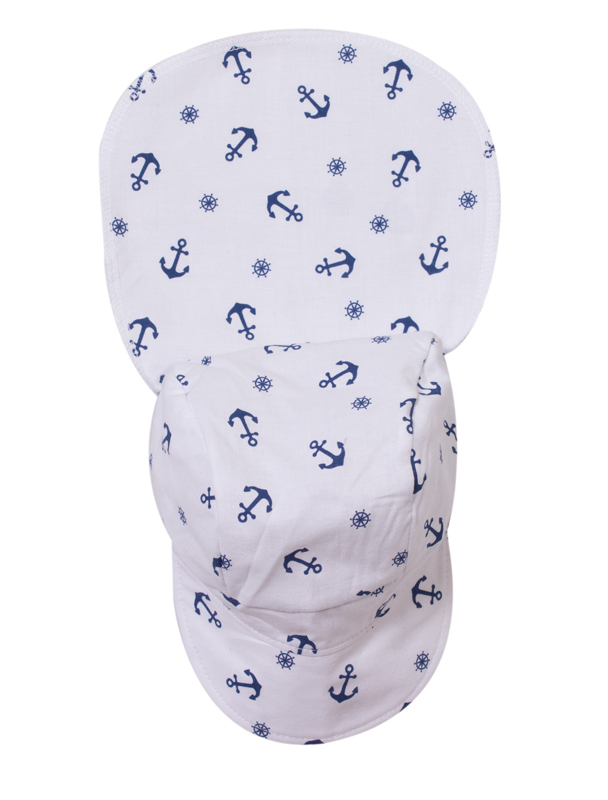 Čepice Pirát MKcool C10014 bílá/modrá kormidla/kotvy - 0