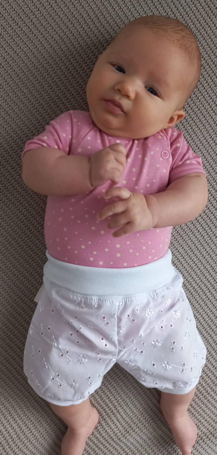 Šortky kojenecké plátěné "Kytičky-madeira" MKcool KK2006 bílé 74