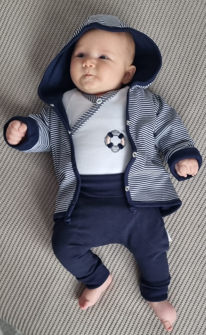 Body kojenecké zavinovací "NÁMOŘNÍK s výšivkou" MKcool MK2113 bílé