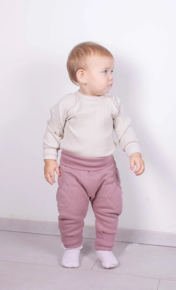 Tepláčky "rostoucí" BAGGY z počesané teplákoviny MKcool MK2338 růžová 92