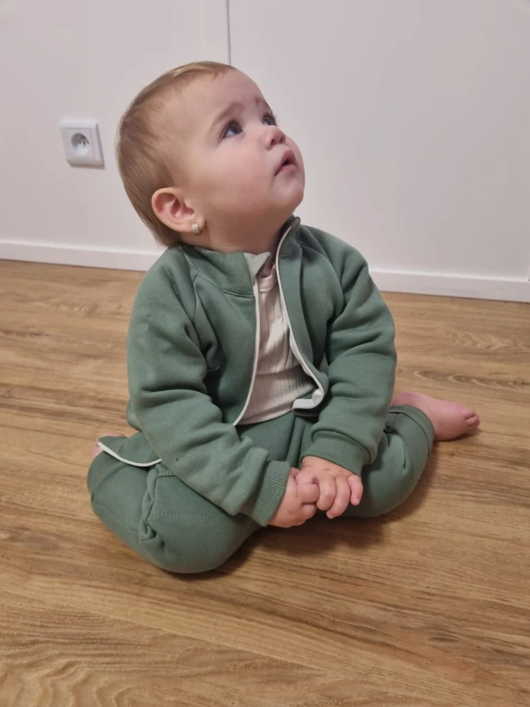 Kojenecká mikina zip z počesané teplákoviny MKcool MK2432 zelená 104