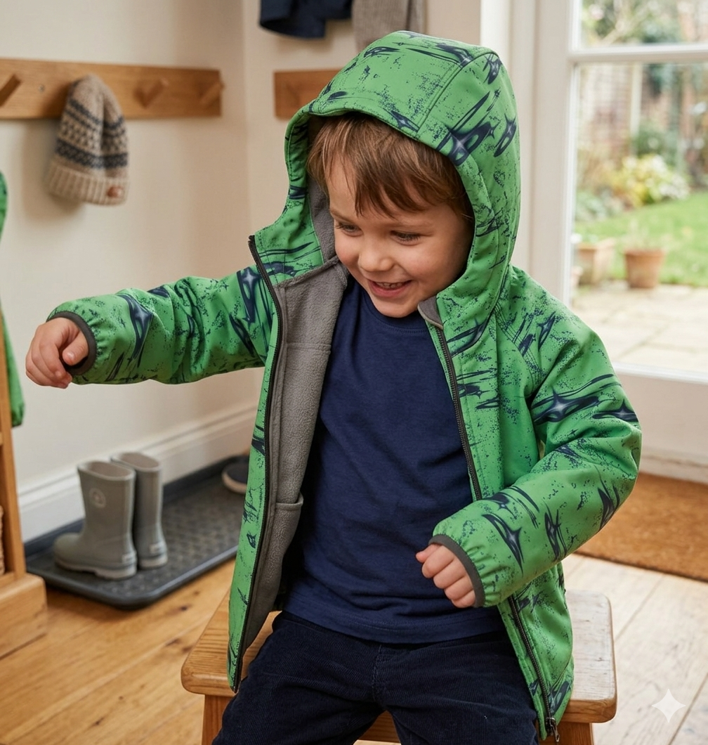 Softshellová bunda/fleece MKcool B00006 zelená/planetky