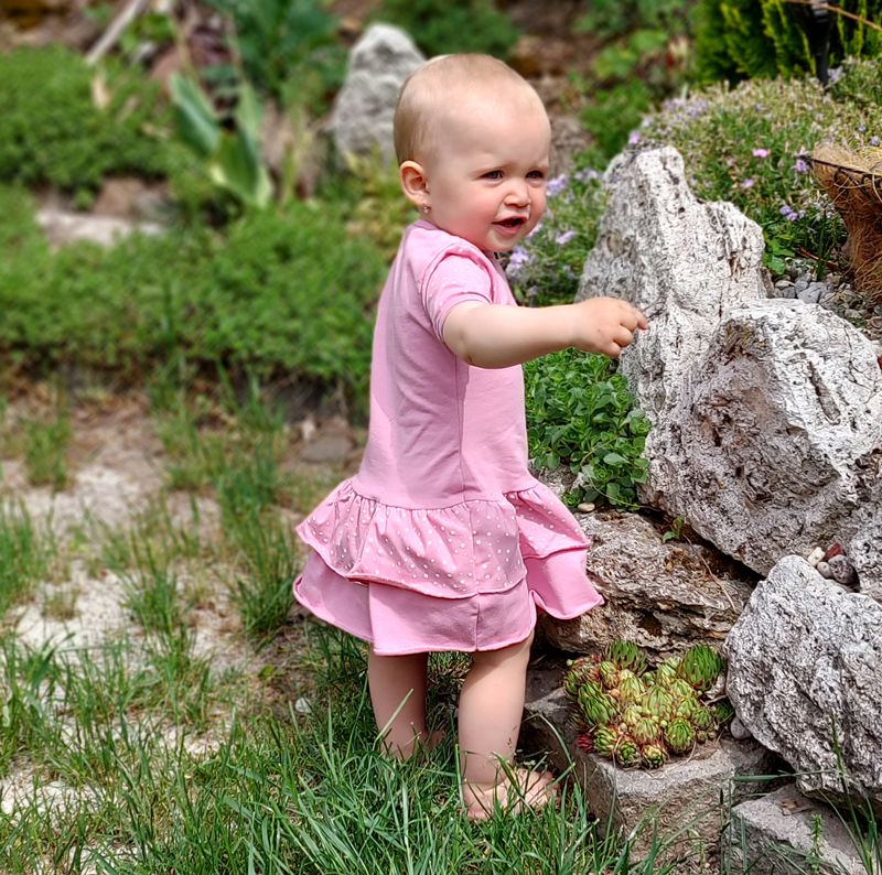 Šaty kojenecké "PUNTÍKY" - 2 kanýrky MKcool MK2219 - růžové 74