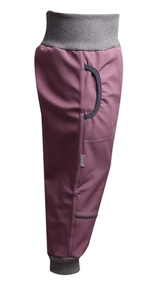 Softshellové kalhoty s pružným pasem s fleecem  MKcool K00023 starorůžové/šedé