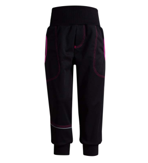 Softshellové kalhoty s pružným pasem s fleecem MKcool K00021 černé/růžové
