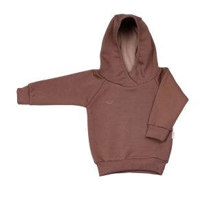 Kojenecká mikina z počesané teplákoviny MKcool s kapucí MK2347 hnědá