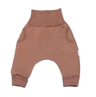 Tepláčky "rostoucí" BAGGY z počesané teplákoviny MKcool MK2338 hnědá