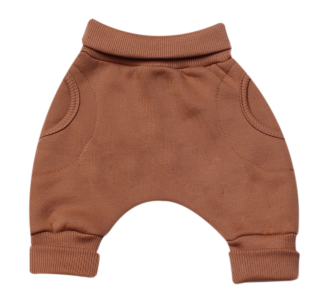 Tepláčky "rostoucí" BAGGY z počesané teplákoviny MKcool MK2338 hnědé